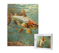 Puzzle imprimé poisson mouche avec boîte de rangement, puzzle en bois pour adultes et enfants, jeu décoratif amusant en famille de 500 pièces