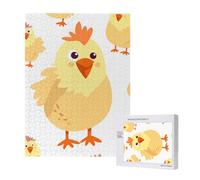 Puzzle imprimé poulet poussin avec boîte de rangement, puzzle en bois pour adultes et enfants, 500 pièces, jeu décoratif amusant en famille, 38 x 52 cm