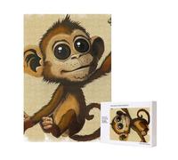 Puzzle imprimé singe mignon avec boîte de rangement, puzzle en bois pour adultes et enfants, jeu décoratif amusant en famille de 300 pièces