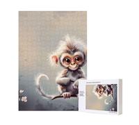 Puzzle imprimé singe mignon avec boîte de rangement, puzzle en bois pour adultes et enfants, jeu décoratif amusant en famille de 300 pièces