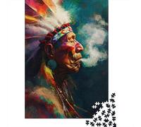 Puzzle Indiens d'Amérique 1000 pièces Puzzle en Bois pour Adolescents et Enfants, Excellent Cadeau pour Adultes (Taille 75 x 50 cm)