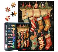 Puzzle Intelligence Jigsaw pour la Famille Jeux d'intérieur 1000 pièces Chaussettes de Noël Jigsaw Puzzles pour Adultes Thèmes de Noël Amusants Puzzles Art pour Adultes Œuvres d'art Décoration de la