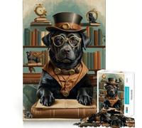 Puzzle Intelligent de 1000 pièces représentant Un Labrador Noir Intelligent, idéal pour Les Adolescents Jeu cognitif à Stimulation Lente et agréable Bordure Premium Cadeau du Père Noël 38x26cm