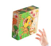 Puzzle interactif - Jeu éducatif pour le cerveau préscolaire, bloc d'apprentissage en forme de cube en bois, jouet d' en bois robuste, accessoire pour salle de classe, maternelle, chambre