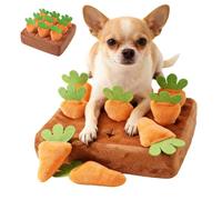 Puzzle interactif pour chien - Maîtrisez l'enrichissement de votre animal de compagnie, conception de jardin de carottes en peluche à l'échelle 1:1, profil carré de 35 cm + terre de recherche de