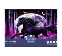 Puzzle Iridescent Étalon Noir Composé De 1000 Pièces pour Adultes, Forêt à lumières de la Lune Un Jeu De Dexérité Très Difficile Puzzle Éducatif Et Stimulant 38x26cm/1000pcs