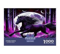 Puzzle Iridescent Étalon Noir De 1000 Pièces pour Adultes,Forêt à lumières de la Lune Un Jeu De Dexérité Très Difficile Puzzle Éducatif Aux Défis 70x50cm/1000pcs