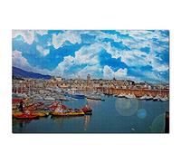 Puzzle Italie 200 pièces Vieux Port de Gênes, Jeu de Puzzle, œuvre d'art, Souvenir de Voyage, 35 x 25 cm