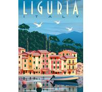 Puzzle Italie : Carte Postale de Ligurie, 2000 pièces pour Adultes, Colle pour encadrement, Format Paysage 70 x 10 cm