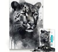 Puzzle Jaguar Aquarelle 1000 pièces,Jeu de réflexion,Assemblage Stable,pièces Qui ne bougent Pas,Passe-Temps agréable pour Les Longs W nds (38x52cm)