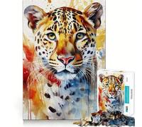 Puzzle Jaguar Aquarelle 1000 pièces Jeu de réflexion Stimulant Emboîtement Parfait Défi cérébral interactif pour la Maison (50x75cm)