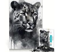 Puzzle Jaguar Aquarelle 1000 pièces pour Adolescents Stimule l'esprit Ajustement Parfait Loisirs captivants pour des Moments de détente à la Maison (38x26cm)