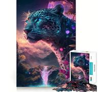 Puzzle Jaguar Cascade pour Adolescents 1000 pièces Jeu de mémoire Amusant Surface Lisse sans bavures Cadeau d'anniversaire Casse-tête (50x75cm)