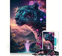 Puzzle Jaguar Cascade pour Adultes,1000 pièces,Jeu de mémoire et de réflexion,découpe Laser pour Un Assemblage Parfait,Cadeau Unique pour soulager Le Stress (38x52cm)