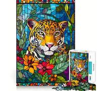 Puzzle Jaguar en vitrail 1000 pièces pour Adolescents, développement de la mémoire, Jeu d'intérieur, découpe Fine, Père Noël, Cadeau 38x52cm