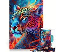 Puzzle Jaguar Néon Mystique pour Adultes 1000 Pièces Jeu de Concentration et de Détente Bordure Fine Choix du Père Noël (38x26cm)