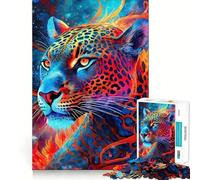 Puzzle Jaguar Néon Mystique pour Adultes 1000 Pièces Jeu de Logique Solide Jeu Apaisant Bords Transparents Cadeau Artistique (38x52cm)
