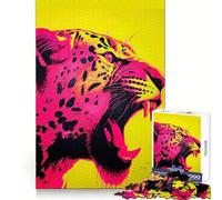 Puzzle Jaguar Rouge et Jaune pour Adolescents 1000 Pièces Jeu de Logique Transparente Découpe Parfaite Surprise d'anniversaire (38x26cm)