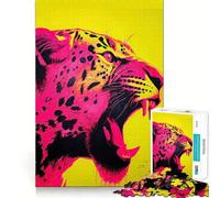 Puzzle Jaguar Rouge et Jaune pour Adolescents 1000 Pièces Jeu de Logique Transparente Découpe Parfaite Surprise d'anniversaire (38x26cm)