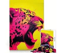 Puzzle Jaguar Rouge et Jaune pour Adultes, 1000 Pièces, Casse-tête, Loisirs la Maison, Image Assembler, Cadeau d'anniversaire (50x75cm)