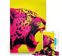 Puzzle Jaguar Rouge et Jaune pour Adultes, 1000 Pièces, Casse-tête, Loisirs la Maison, Image Assembler, Cadeau d'anniversaire (50x75cm)