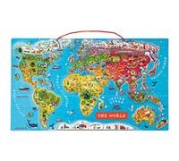Janod Wooden Magnetic World Map Puzzle - 92 Magnetic Pieces - 70 x 43 cm - English Version - Educational Game from 7 Years Old, J05504