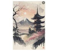 Puzzle Japon Style 1000 Pièces pour Adolescents Puzzles Créatif en Bois Jouet Jeu Familial Difficulté Défi （78×53cm）