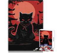 Puzzle Japonais Chat de la Nuit et de la Lune de 1000 pièces pour Adolescents:Un Jeu éducatif et ludique pour résoudre des problèmes Une Excellente idée Cadeau Dimensions:38x26cm