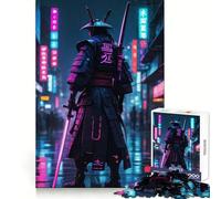 Puzzle Japonais Cyberpunk samouraï pour Adultes, 1000 pièces, Jeu de réflexion, Anti-anxiété, pièce de Collection aux découpes soignées (38x26cm)