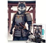 Puzzle Japonais de 1000 pièces représentant Un Guerrier samouraï Loup Jeu de réflexion de Haute précision,découpe fascinante,Passe-Temps idéal pour Les Moments de détente (38x52cm)