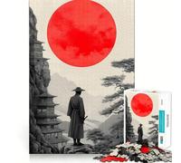 Puzzle Japonais de 1000 pièces représentant Un Paysage de samouraï sous la Lune Rouge, 1000 pièces pour Adultes, Jeu cognitif et Amusant à Assembler Ensemble, pièce de Collection (50x75cm)