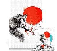 Puzzle Japonais de 1000 pièces représentant Un Raton Laveur, idéal pour Les Adultes Jeu intellectuel apaisant et Relaxant Découpe précise pour Les vœux du Père Noël (38x26cm)
