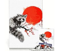 Puzzle Japonais de 1000 pièces représentant Un Raton Laveur, idéal pour Les Adultes Jeu intellectuel apaisant et Relaxant Découpe précise pour Les vœux du Père Noël (38x26cm)