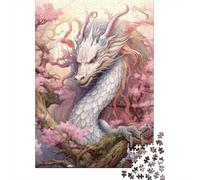 Puzzle japonais dragon cerise 1000 pièces pour adultes, puzzle en bois éducatif pour adultes et adolescents, 1000 pièces (75x50 cm)