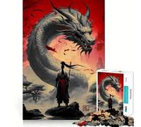 Puzzle Japonais Guerrier et Dragon pour Adultes,1000 pièces,Jeu de réflexion Stimulant,Structure à emboîtement précise,Facile à Apprendre,pour Le Plaisir de Toute la Famille (38x26cm)