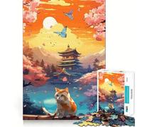 Puzzle Japonais Le Chat de la Nuit et de la Lune 1000 pièces pour Adolescents, Jeu de logique et de réflexion, Ambiance apaisante et Amusante, Bords Lisses, Cadeau d'anniversaire 50x75cm
