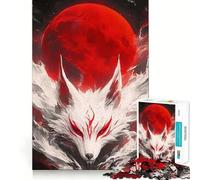 Puzzle Japonais Loup et Lune 1000 pièces Jeu Stimulant Le Cerveau Ajustement Parfait Divertissement Confortable à l'intérieur pour Tous (38x26cm)