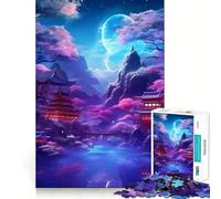Puzzle Japonais néon de 1000 pièces pour Adolescents, Motif Peinture, Jeu de logique Robuste, Silencieux, Bords Nets, Cadeau élégant (50x75cm)