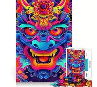 Puzzle Japonais néon Oni Yokai pour Adultes, 1000 pièces, Jeu de logique Solide, Jeu apaisant, Bords Nets, Cadeau Artistique (50x75cm)