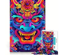 Puzzle Japonais néon Oni Yokai pour Adultes, 1000 pièces, Jeu de réflexion, Plaisir Lent, Design à Assembler, Joli Cadeau (38x52cm)