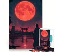 Puzzle Japonais Nuit de Lune Rouge pour Adultes, 1000 pièces, pour améliorer sa mémoire et soulager Le Stress, Un Cadeau mémorable Assembler (50x75cm)