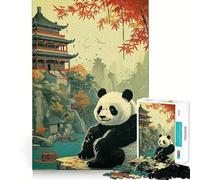 Puzzle Japonais Panda pour Adolescents, 1000 pièces, Jeu de logique Solide, Plaisir partagé, Bords Nets, Joli Cadeau (38x26cm)