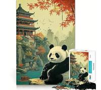 Puzzle Japonais Panda pour Adultes, 1000 pièces, Jeu de Concentration et de détente, Bordure serrée, Cadeau du Père Noël (38x52cm)