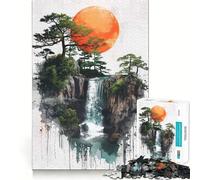 Puzzle Japonais pour Adultes Cascade 1000 pièces,Jeu de réflexion,Cadeau,découpe de Haute précision,activité relaxante à Faire en Groupe à l'intérieur (50x75cm)