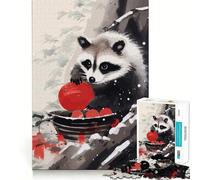 Puzzle Japonais Raton Laveur Mange pour Adultes, 1000 pièces, pour stimuler la mémoire, Jeu de Groupe, Assemblage du Motif, Surprise de Noël (50x75cm)