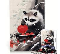 Puzzle Japonais Raton Laveur Mange pour Adultes, 1000 pièces, pour stimuler la mémoire, Jeu de Groupe, Assemblage du Motif, Surprise de Noël (50x75cm)