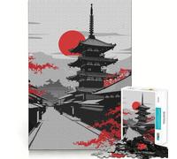 Puzzle Japonais Red Moon de 1000 pièces pour Adolescents, Jeu de logique mentale, Silencieux et précis, idéal pour Les vœux de Noël (50x75cm)