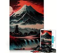 Puzzle Japonais Rouge et Noir 1000 pièces pour Adolescents Renforce la mémoire, apaise et détend, Bords Lisses, (38x52cm)