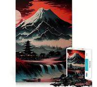 Puzzle Japonais Rouge et Noir pour Adolescents, 1000 pièces, Jeu de réflexion, Jouet Relaxant, découpe Nette, Cadeau Exquis (50x75cm)