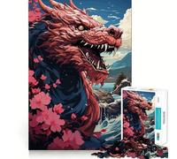 Puzzle Japonais Sakura Dragon 1000 pièces pour Adolescents Développe la mémoire Confortable et Relaxant Découpe Ferme Cadeau Festif (38x26cm)